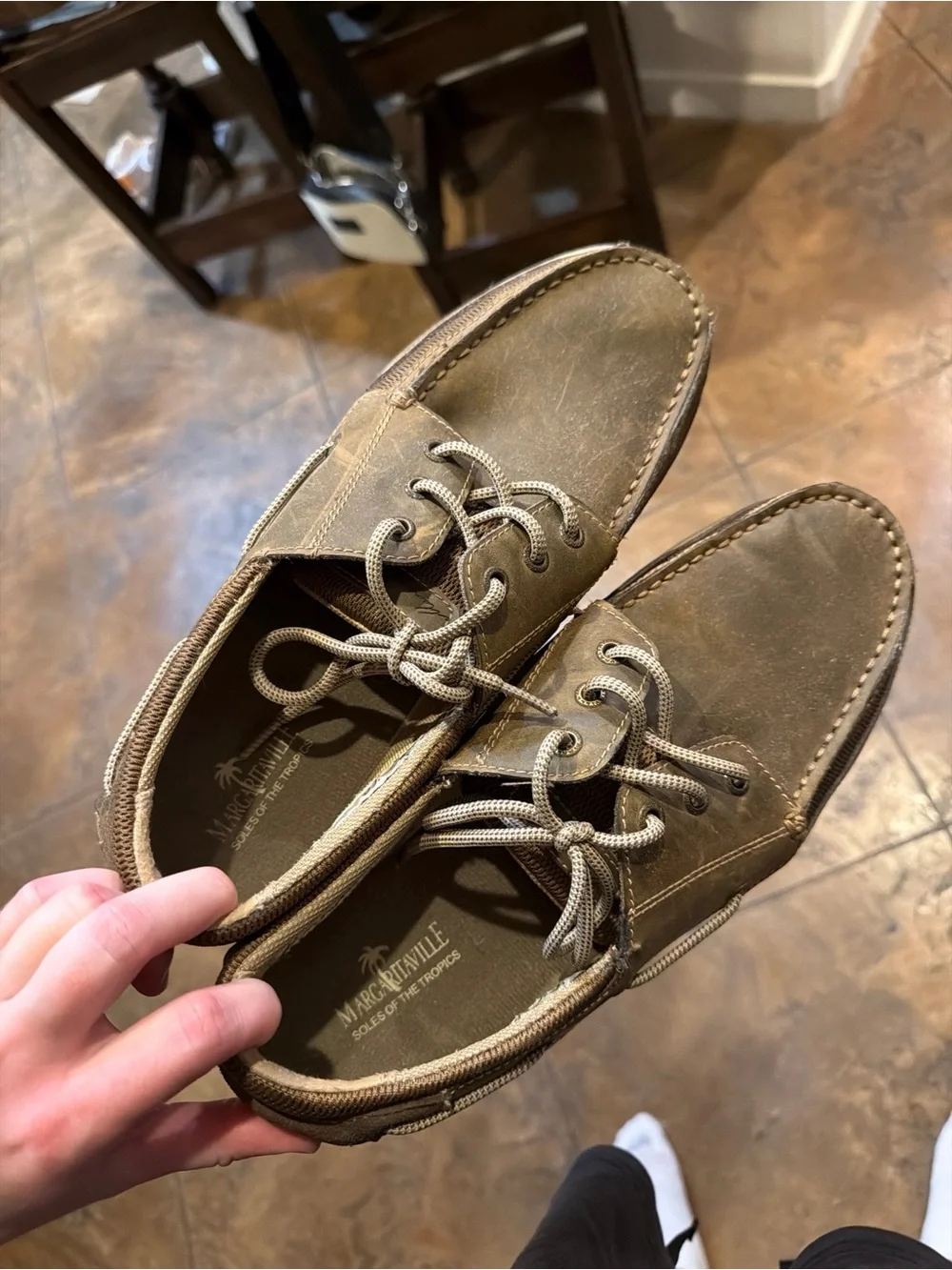 Margaritaville Distressed Leather Boat Shoes Size 12 🪵⚓️